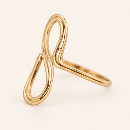 18K Gold Sculptural Double-Loop Ring — Yellow Gold, view 3