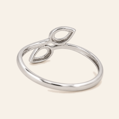 18K Gold Twin-Leaf Ring — White Gold, view 1