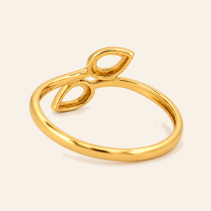 18K Gold Twin-Leaf Ring — Yellow Gold, view 1