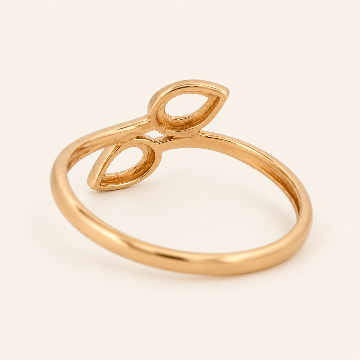 18K Gold Twin-Leaf Ring — Rose Gold, view 1