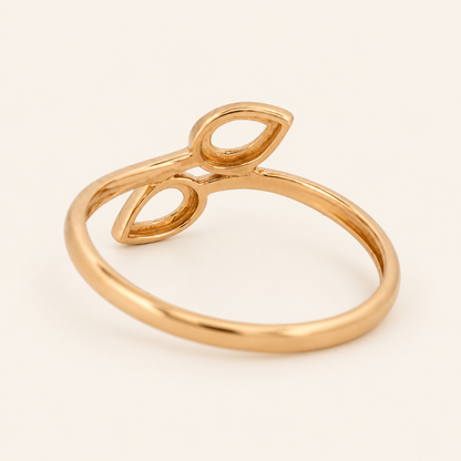18K Gold Twin-Leaf Ring — Rose Gold, view 1