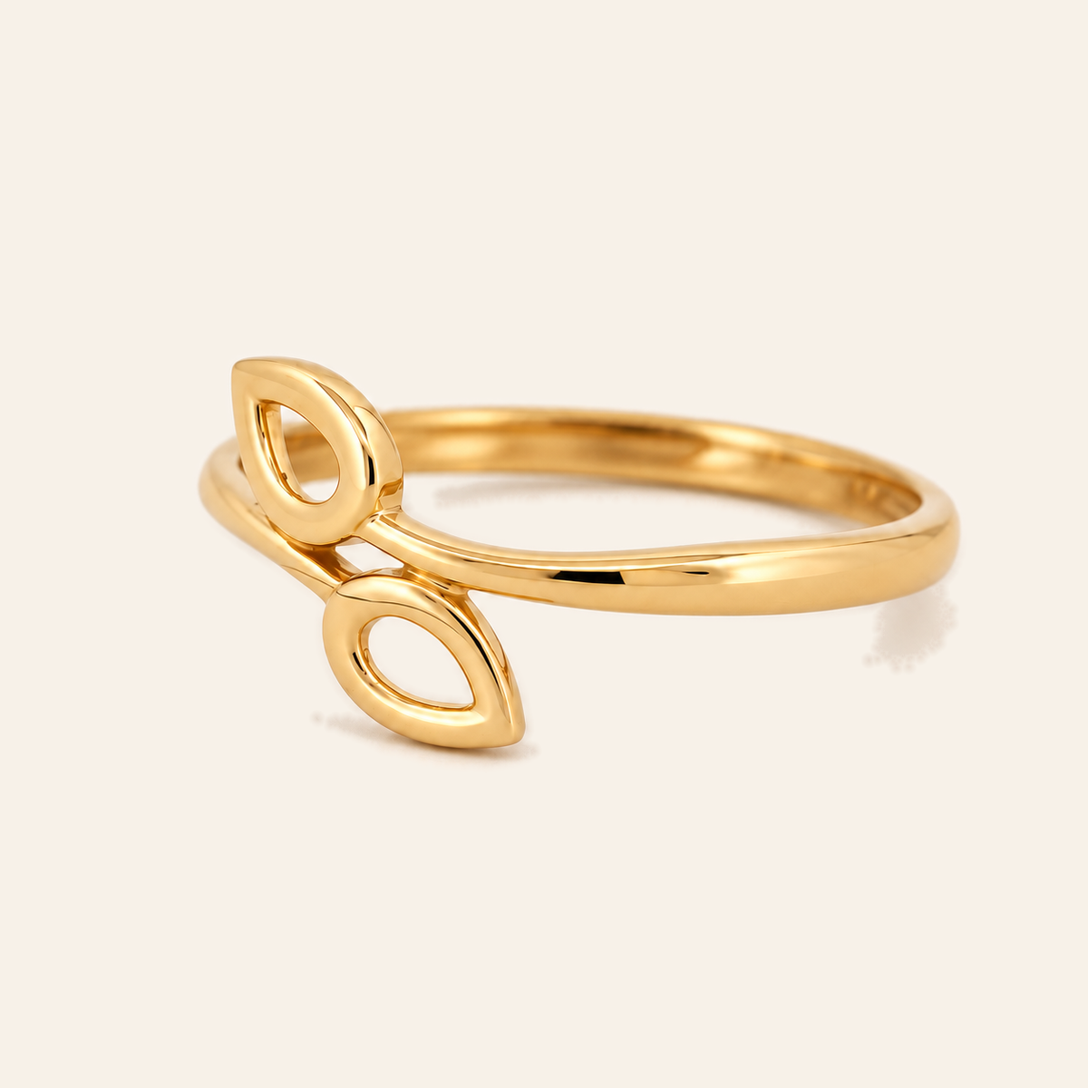 18K Gold Twin-Leaf Ring — Yellow Gold, view 2