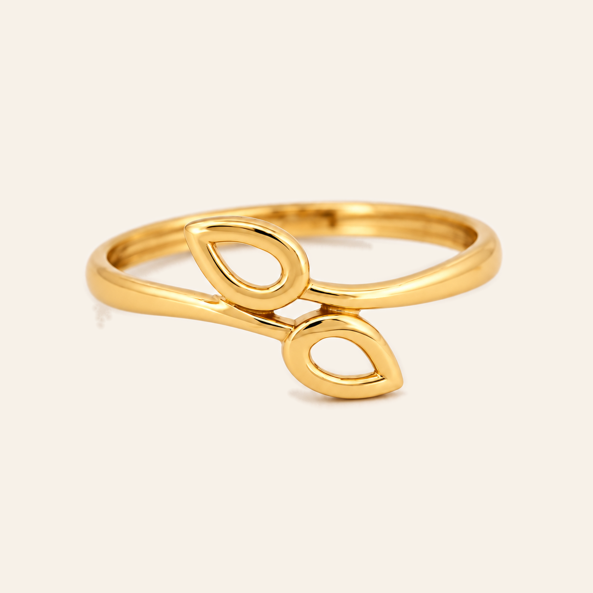 18K Gold Twin-Leaf Ring — Yellow Gold, view 3