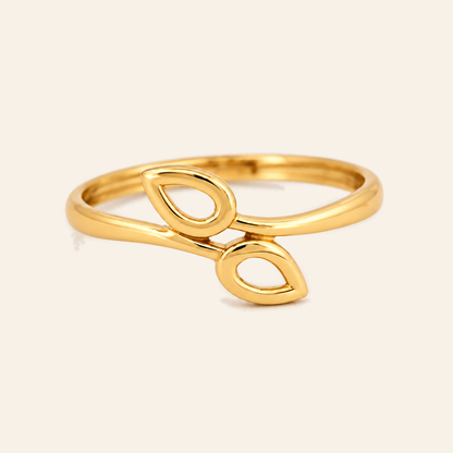 18K Gold Twin-Leaf Ring — Yellow Gold, view 3