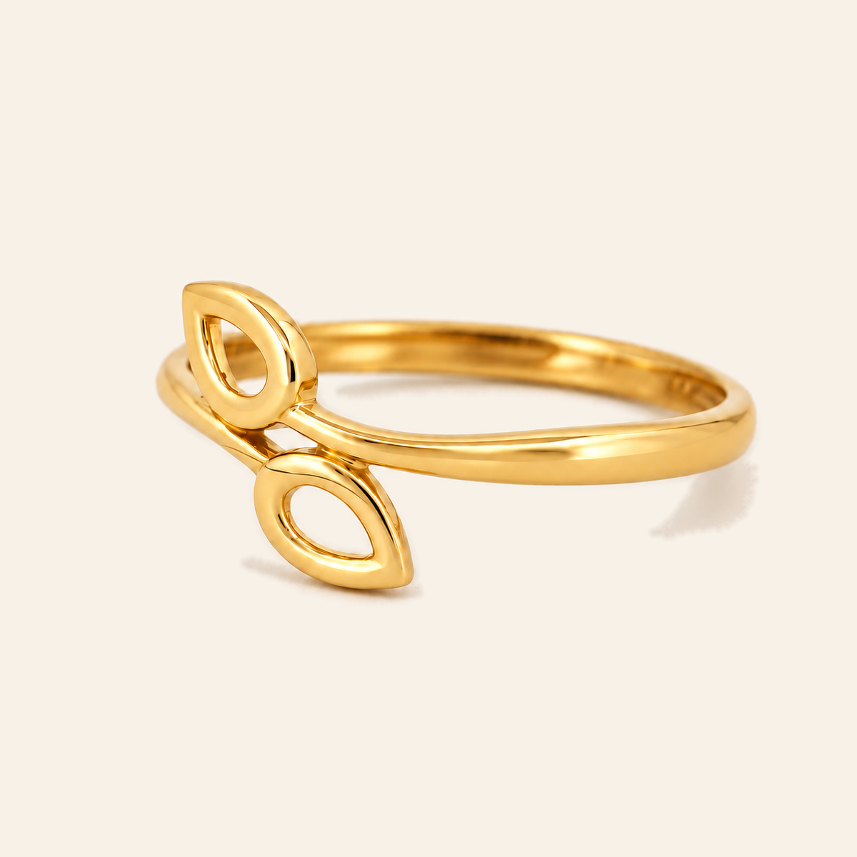 18K Gold Twin-Leaf Ring — Yellow Gold, view 4