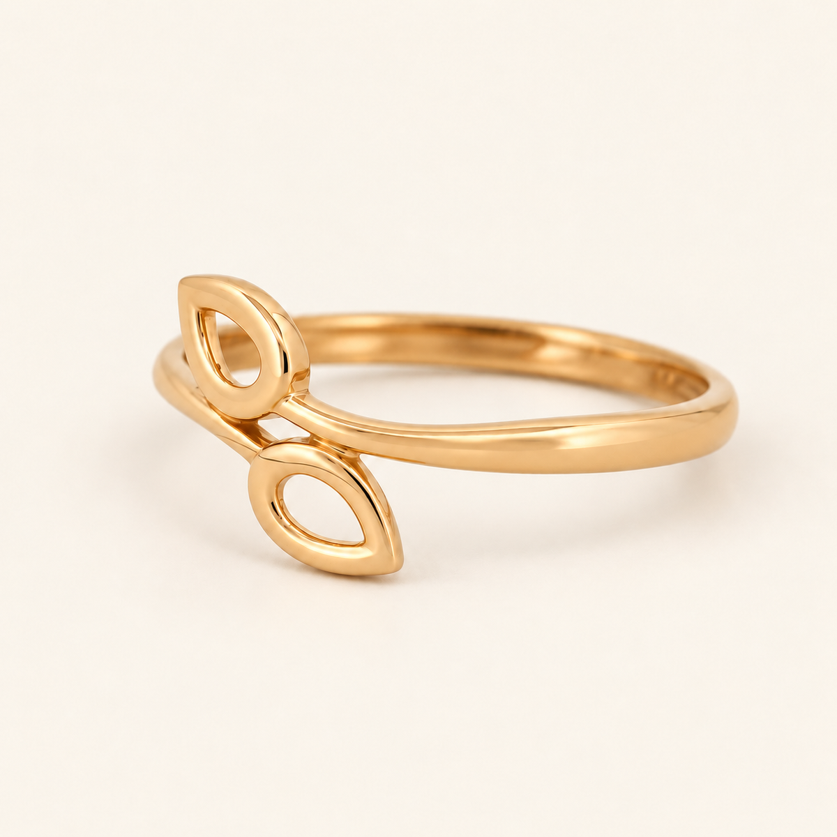 18K Gold Twin-Leaf Ring — Rose Gold, view 4