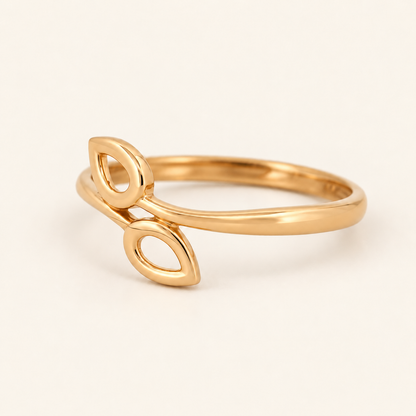 18K Gold Twin-Leaf Ring — Rose Gold, view 4