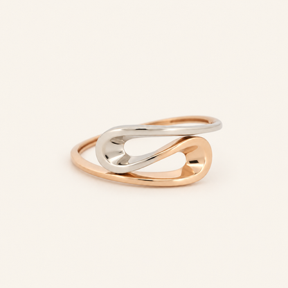 18K Gold Two-Tone Teardrop Ring — Two-Tone, view 3