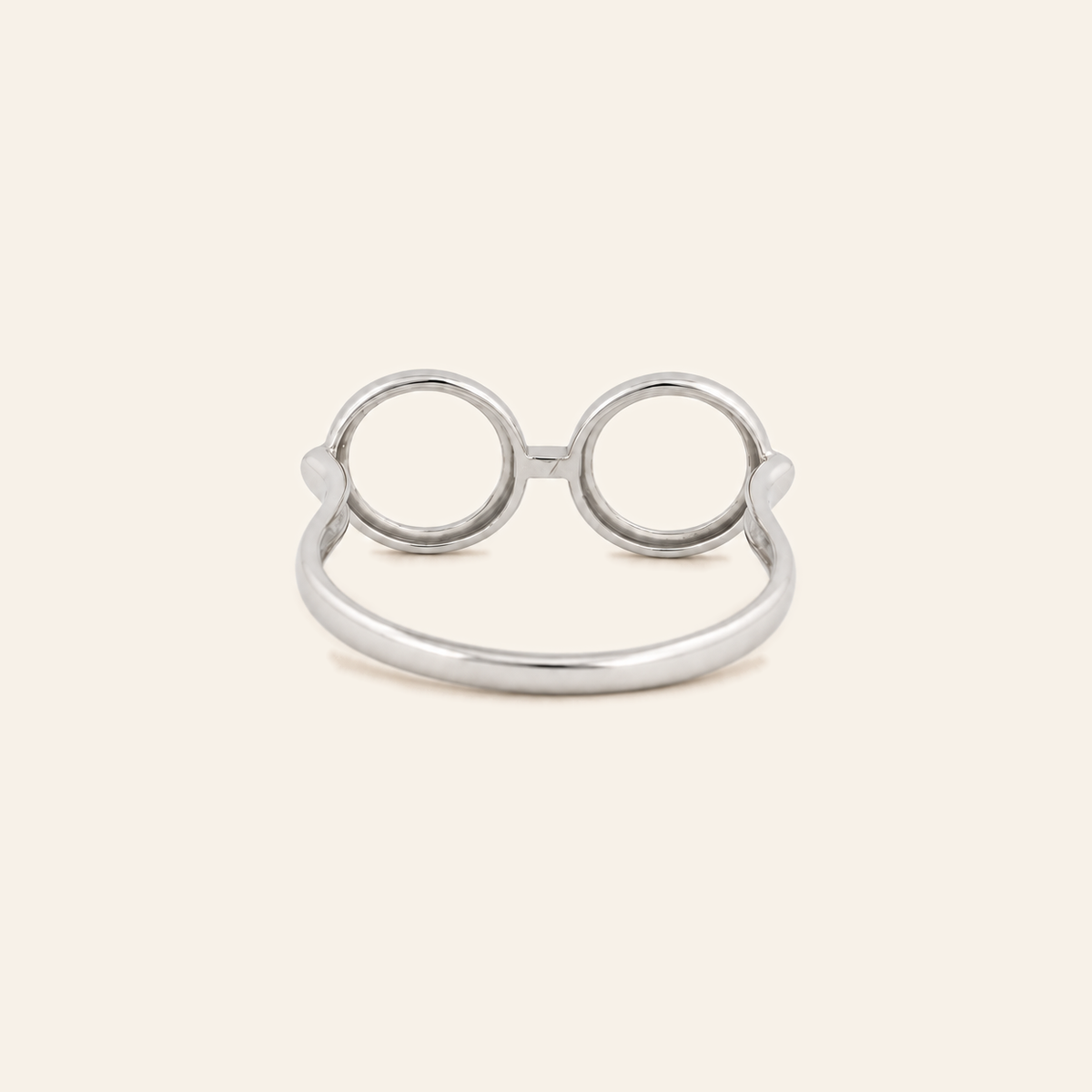 18K Gold Eyeglasses Ring — White Gold, view 2