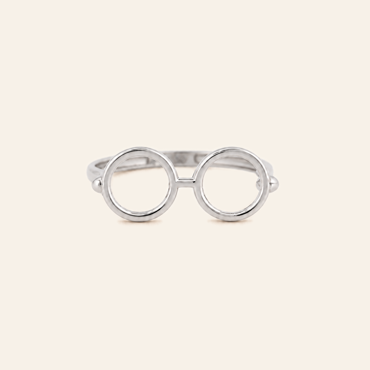 18K Gold Eyeglasses Ring — White Gold, view 3
