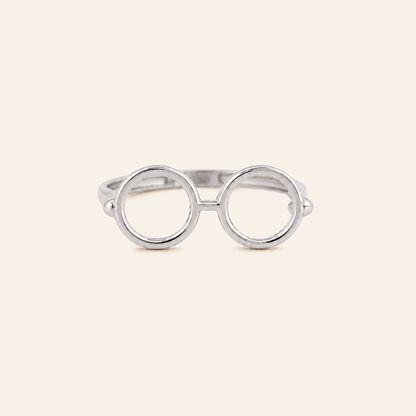 18K Gold Eyeglasses Ring — White Gold, view 3