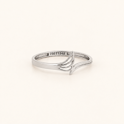 18K Gold Fan-Wing Ring — White Gold, view 1 — digital colour illustration