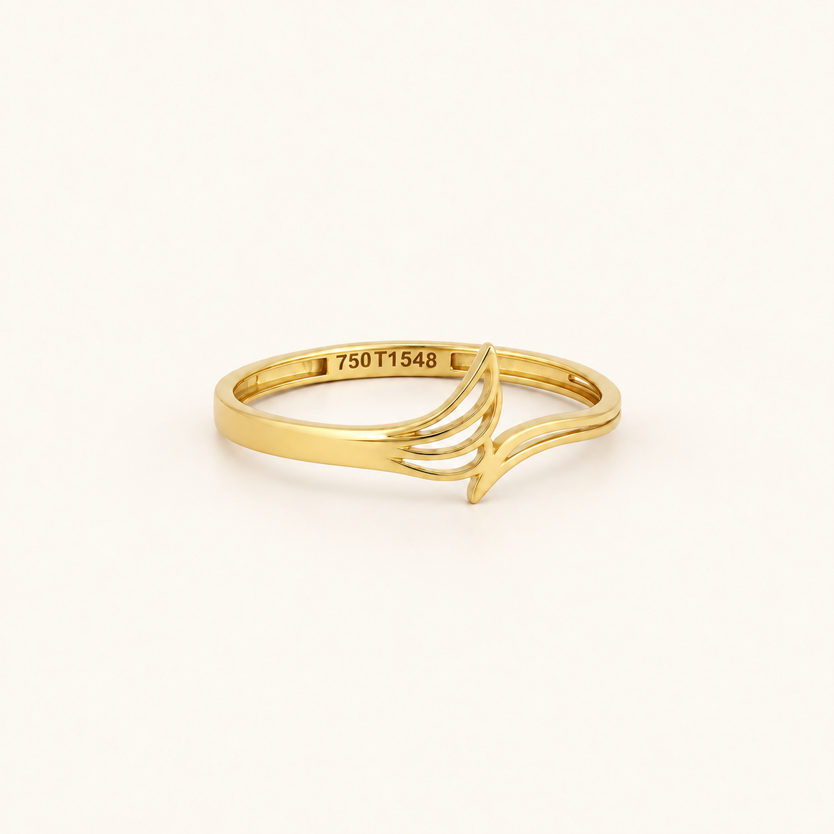 18K Gold Fan-Wing Ring — Yellow Gold, view 1 — digital colour illustration
