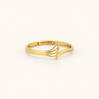 18K Gold Fan-Wing Ring — Yellow Gold, view 1 — digital colour illustration