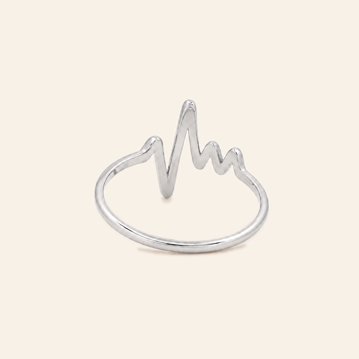 18K Gold Heartbeat Ring — White Gold, view 2