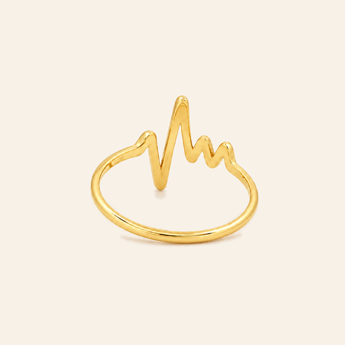 18K Gold Heartbeat Ring — Yellow Gold, view 2