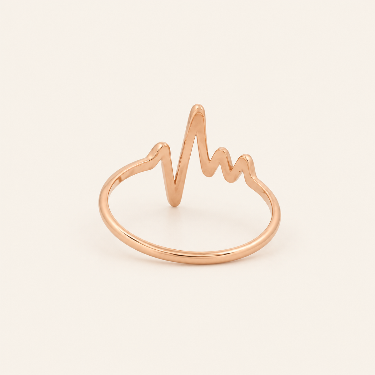 18K Gold Heartbeat Ring — Rose Gold, view 2