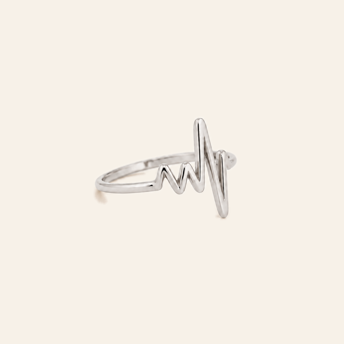 18K Gold Heartbeat Ring — White Gold, view 3