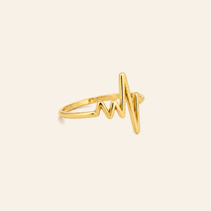 18K Gold Heartbeat Ring — Yellow Gold, view 3