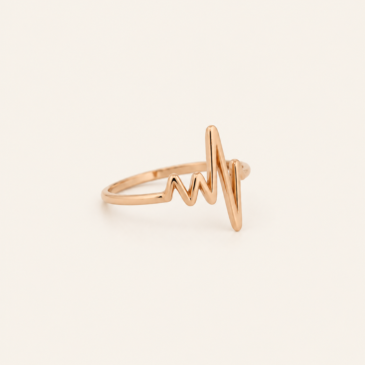 18K Gold Heartbeat Ring — Rose Gold, view 3