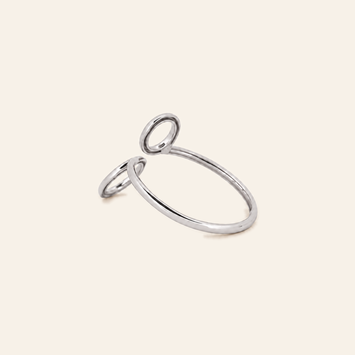 18K Gold Open Circle Ring — White Gold, view 2