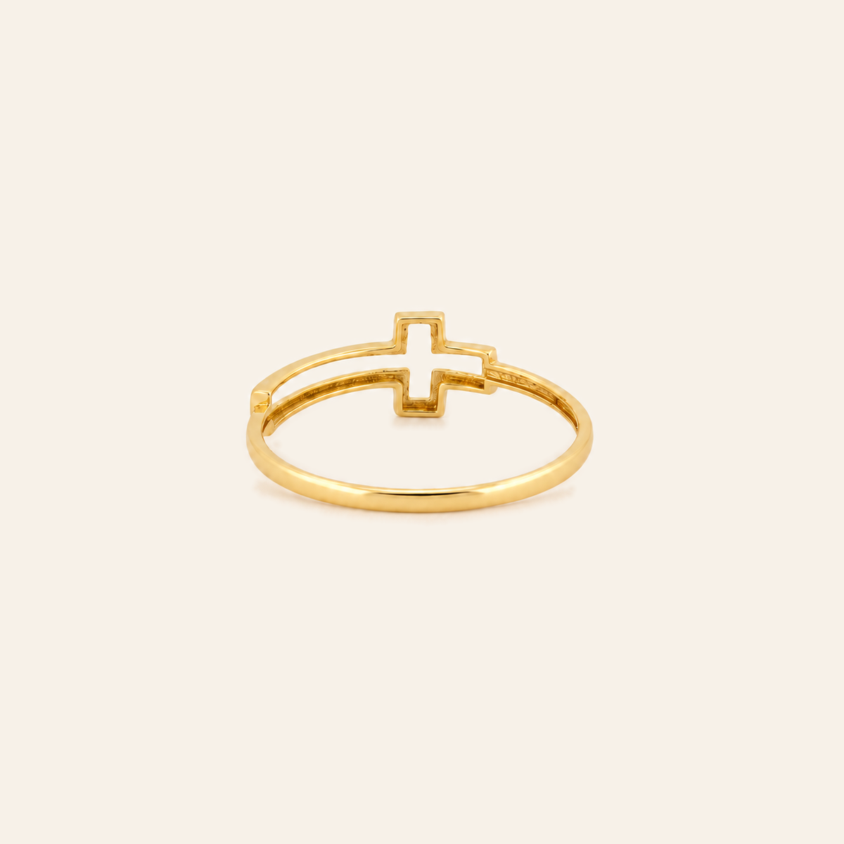18K Gold Open Cross Ring — Yellow Gold, view 1