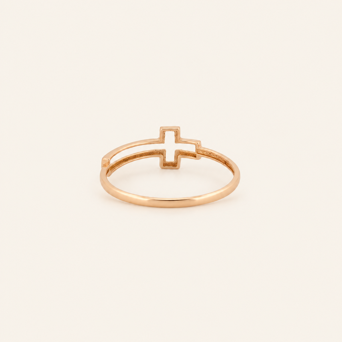 18K Gold Open Cross Ring — Rose Gold, view 1