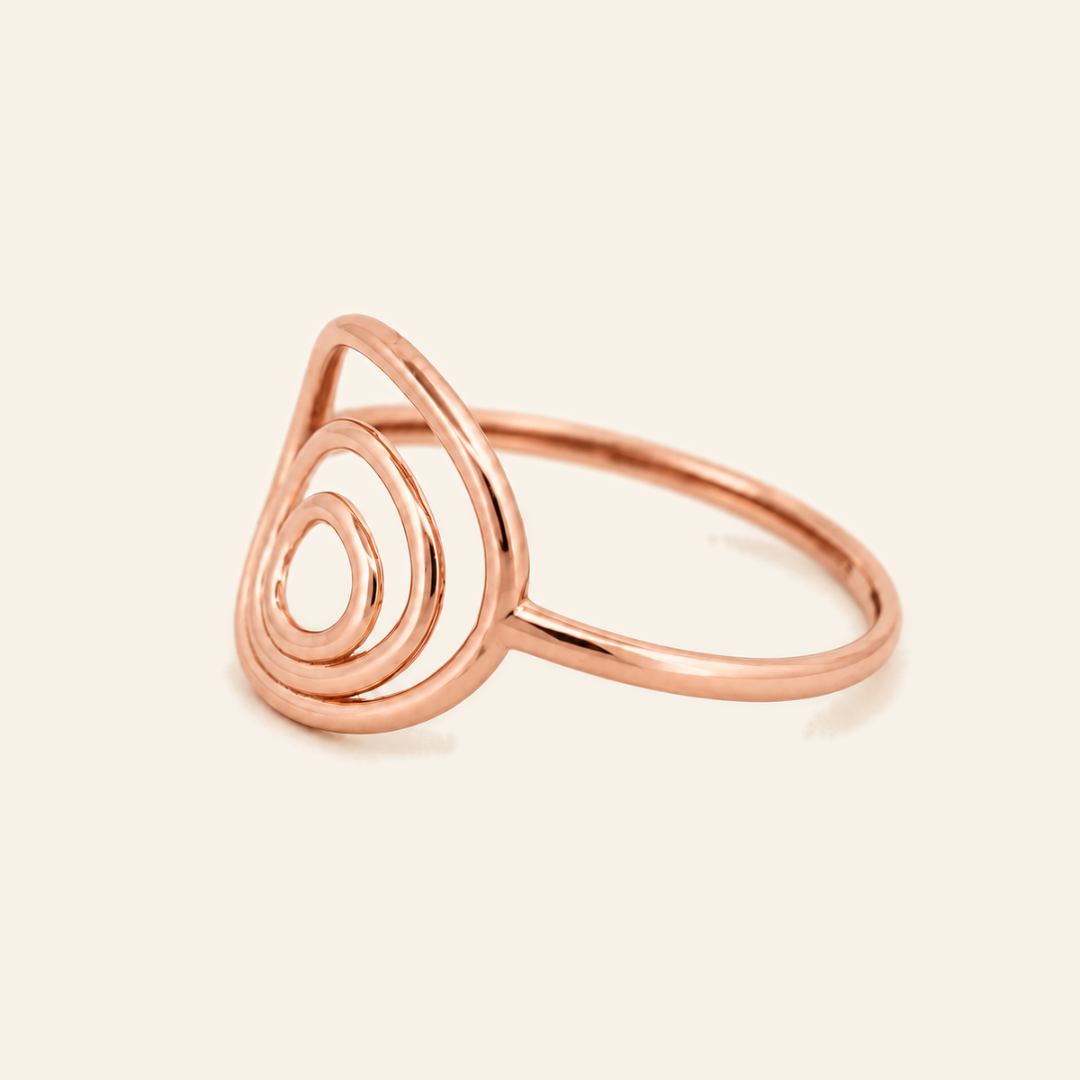 18K Gold Teardrop-Loop Ring — Rose Gold, view 2