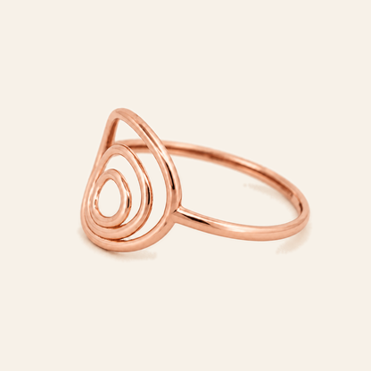 18K Gold Teardrop-Loop Ring — Rose Gold, view 2