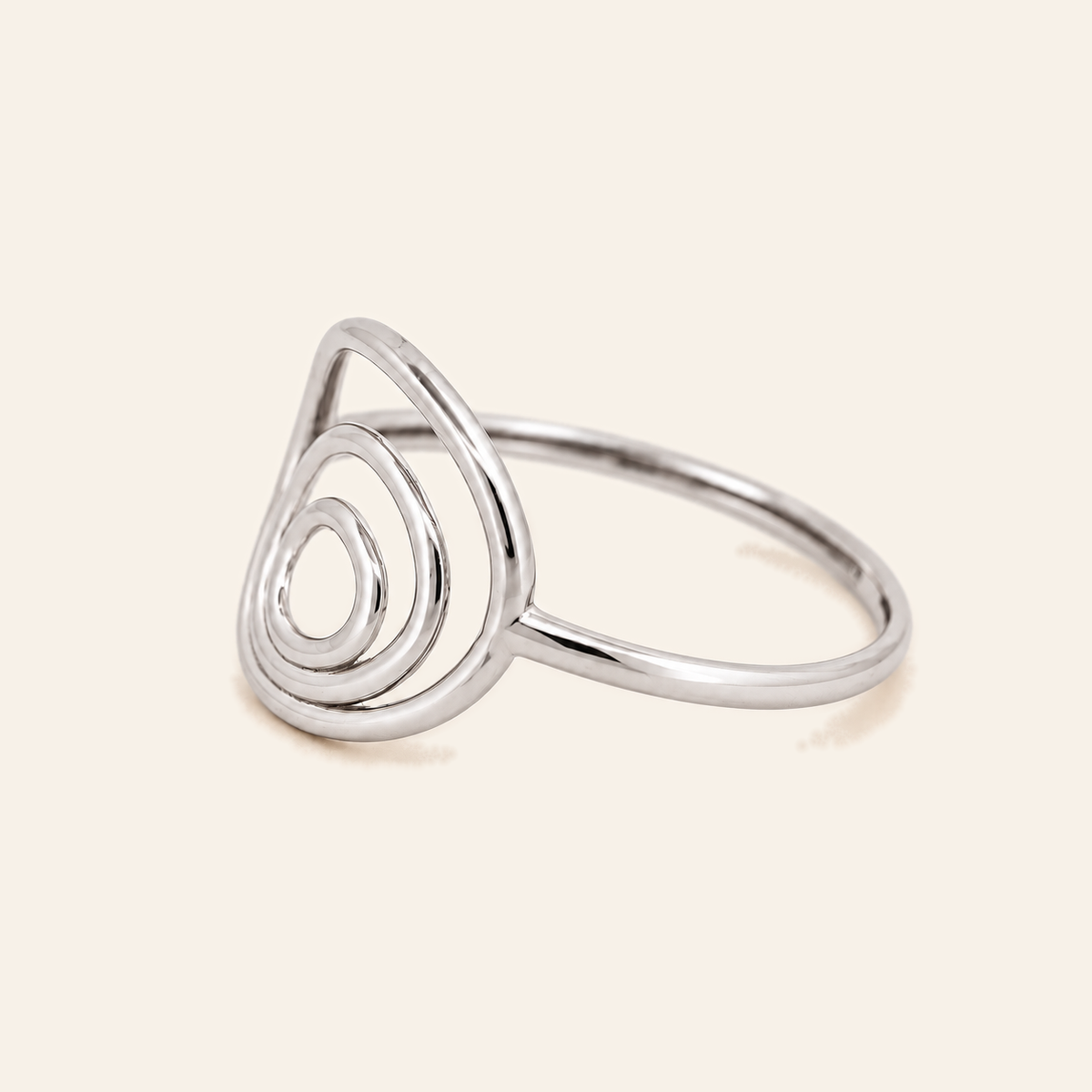 18K Gold Teardrop-Loop Ring — White Gold, view 2
