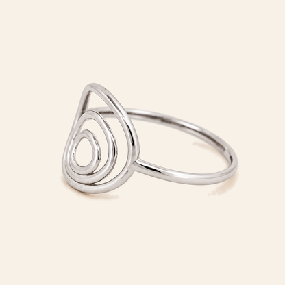 18K Gold Teardrop-Loop Ring — White Gold, view 2