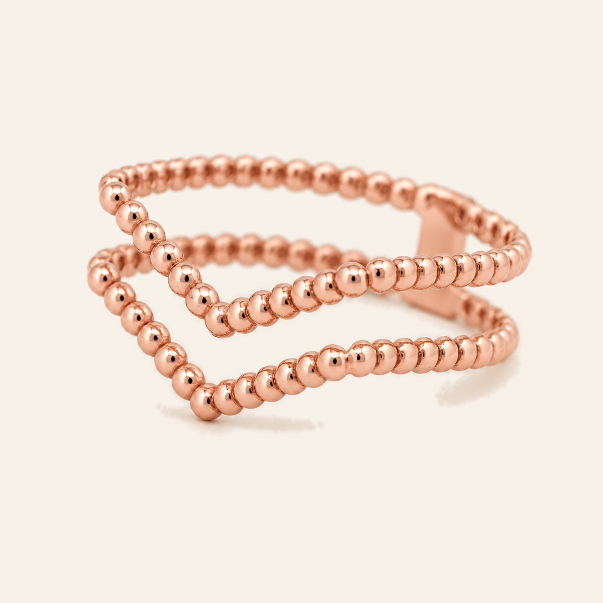 18K Gold Multi-Row Beaded Ring — Rose Gold, view 1