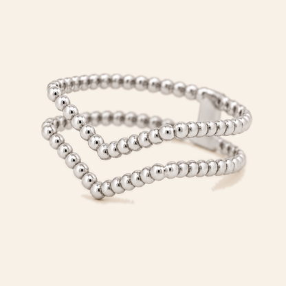 18K Gold Multi-Row Beaded Ring — White Gold, view 1