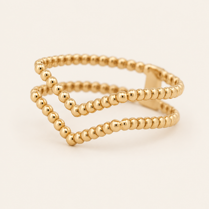 18K Gold Multi-Row Beaded Ring — Yellow Gold, view 1