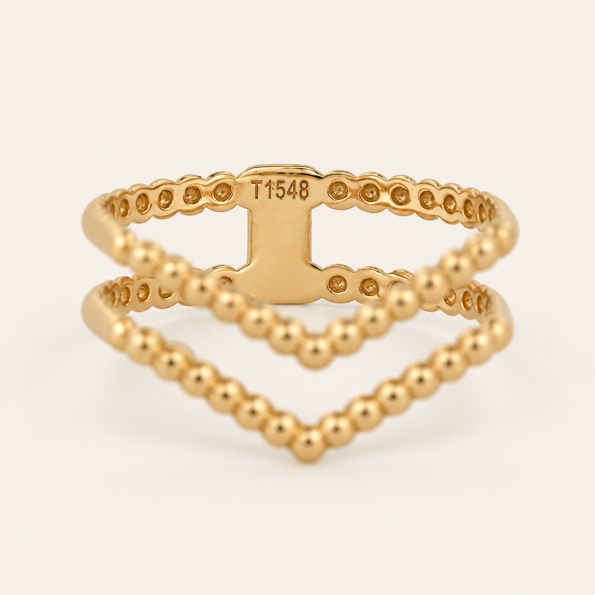 18K Gold Multi-Row Beaded Ring — Yellow Gold, view 2