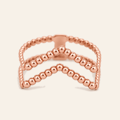 18K Gold Multi-Row Beaded Ring — Rose Gold, view 3