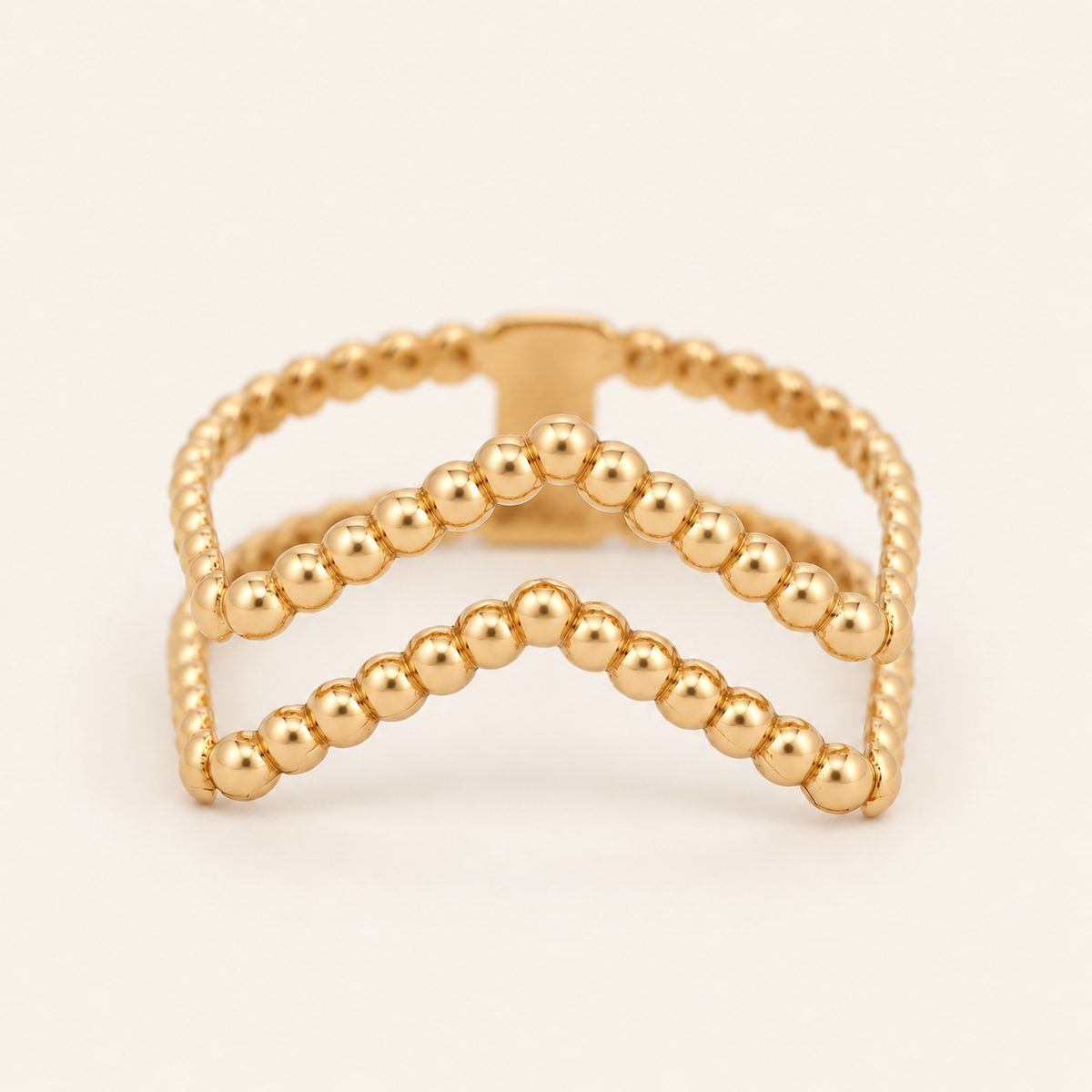 18K Gold Multi-Row Beaded Ring — Yellow Gold, view 3