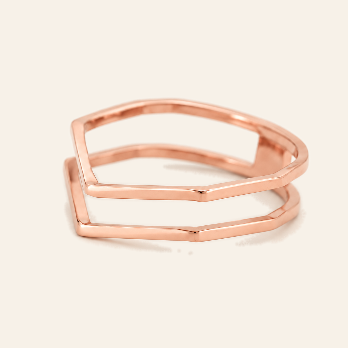 18K Gold Open Double-Band Ring — Rose Gold, view 1