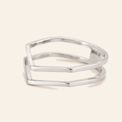 18K Gold Open Double-Band Ring — White Gold, view 1