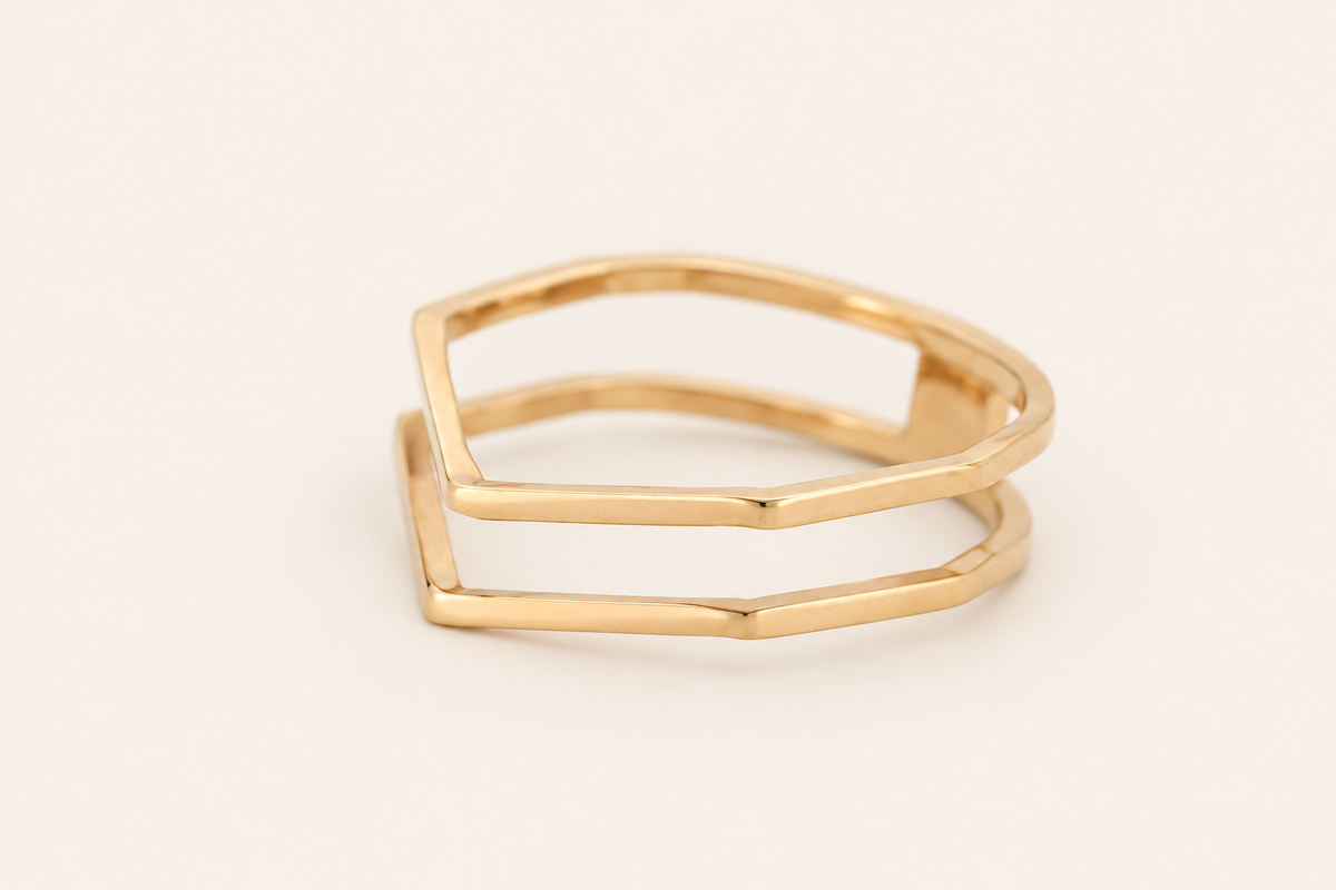 18K Gold Open Double-Band Ring — Yellow Gold, view 1
