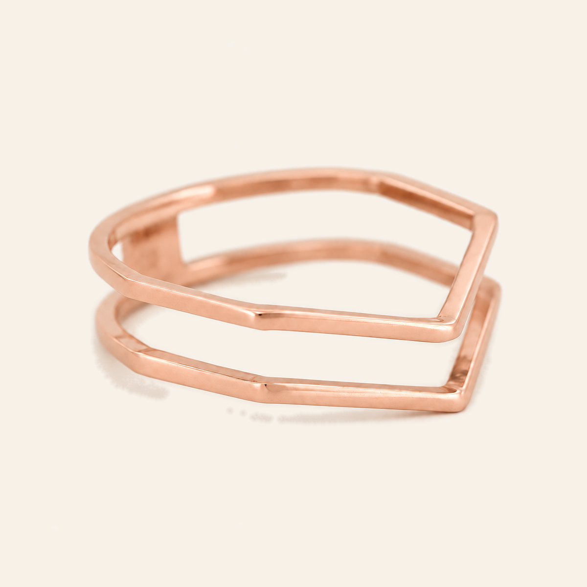 18K Gold Open Double-Band Ring — Rose Gold, view 2