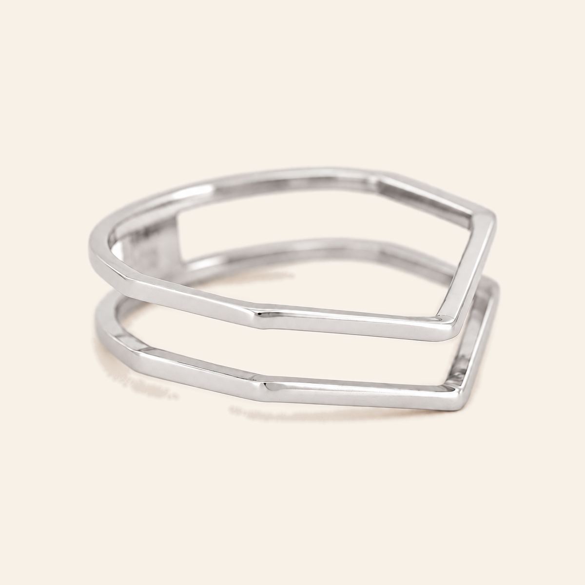 18K Gold Open Double-Band Ring — White Gold, view 2