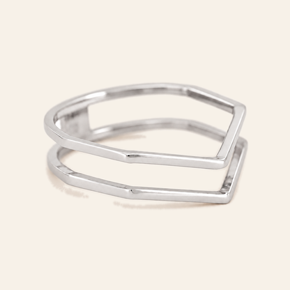 18K Gold Open Double-Band Ring — White Gold, view 2