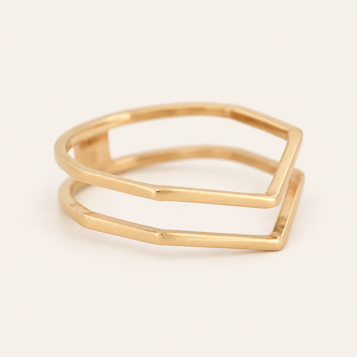 18K Gold Open Double-Band Ring — Yellow Gold, view 2