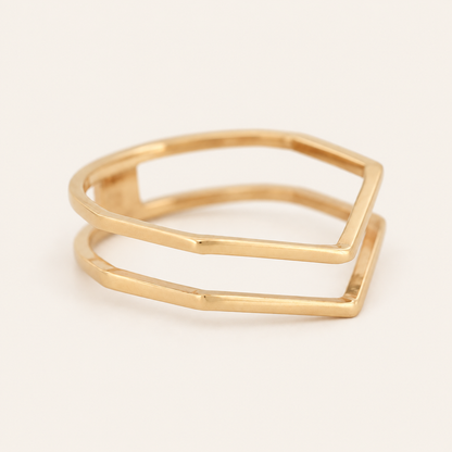 18K Gold Open Double-Band Ring — Yellow Gold, view 2