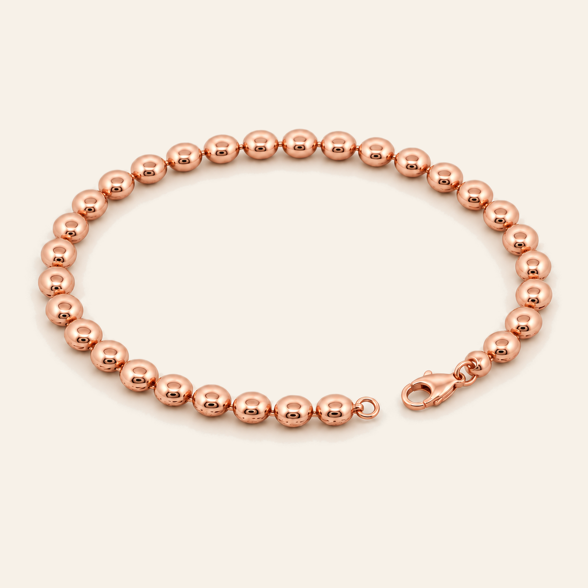 18K Gold Round Bead Bracelet — Rose Gold, view 1