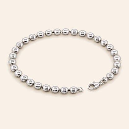 18K Gold Round Bead Bracelet — White Gold, view 1