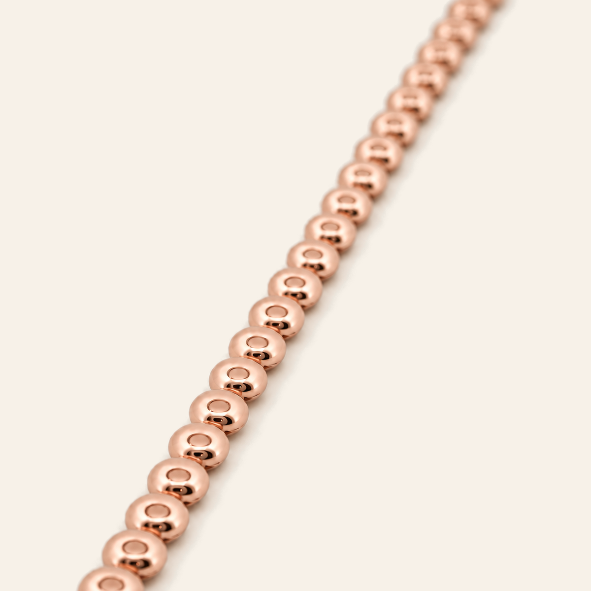 18K Gold Round Bead Bracelet — Rose Gold, view 2