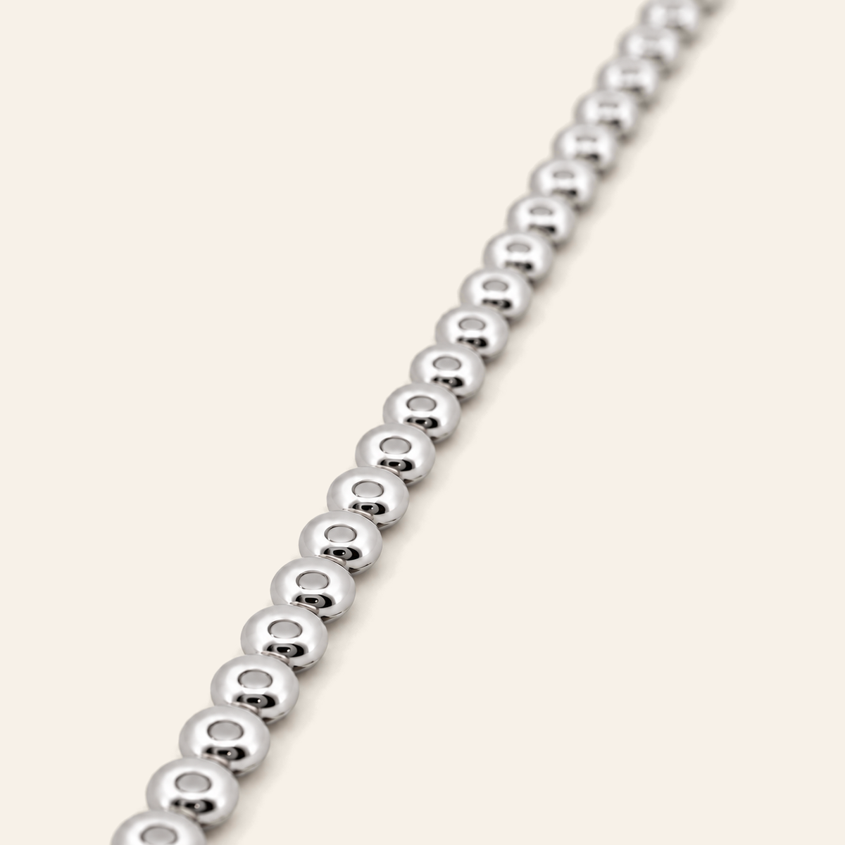 18K Gold Round Bead Bracelet — White Gold, view 2
