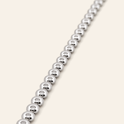 18K Gold Round Bead Bracelet — White Gold, view 2